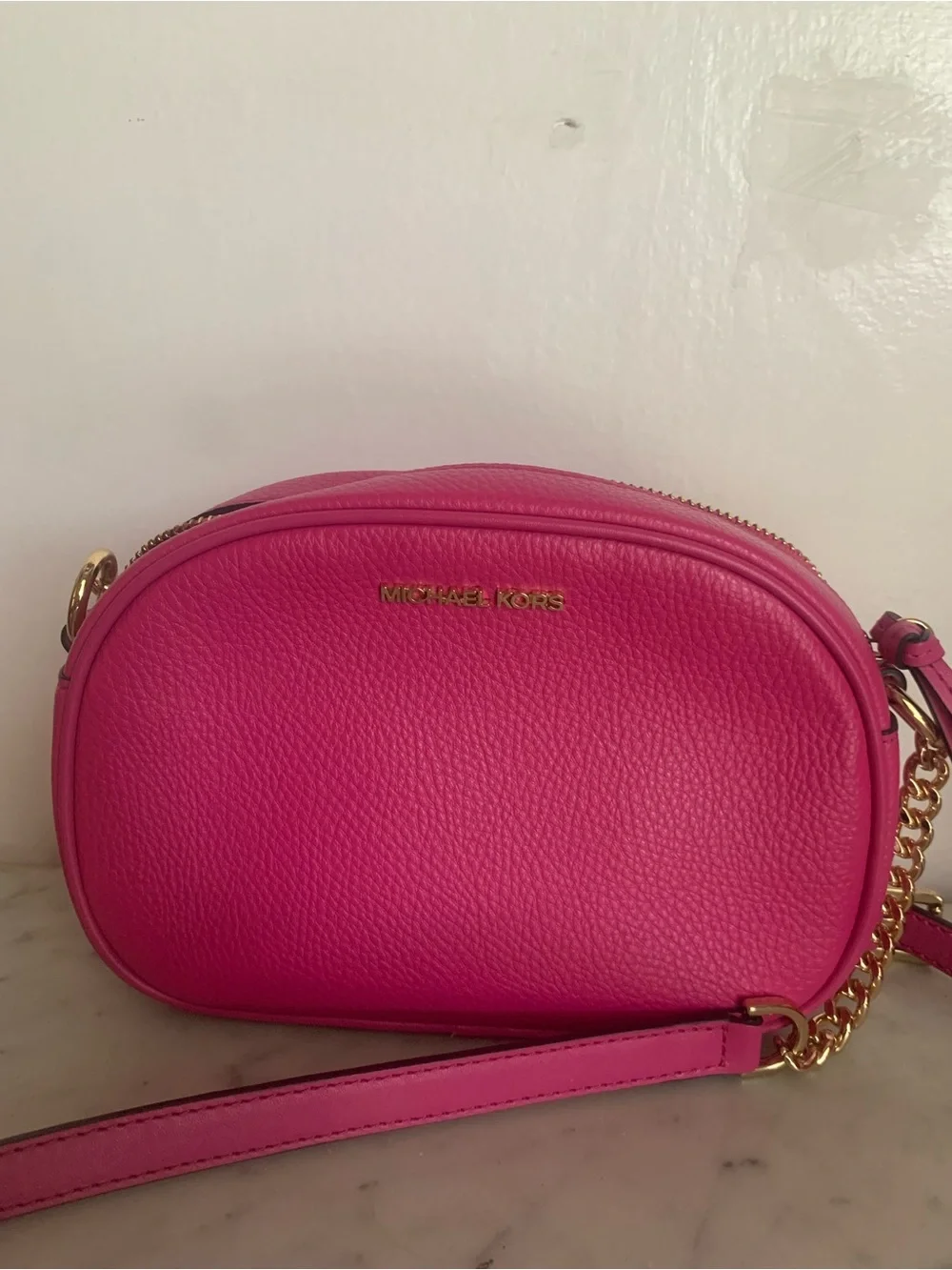Michael Kors Bright Pink Small Pebble Leather Bag